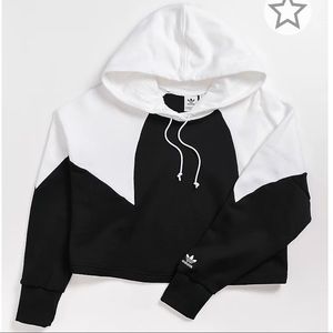 Adidas logo black & white cropped hoodie